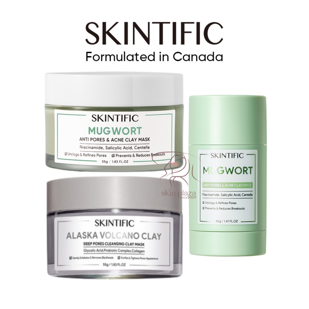 SKINTIFIC Masker Series Mugwort Acne Clay Mask Stick | Alaska Volcano Clay Mud Stik Mask BPOM