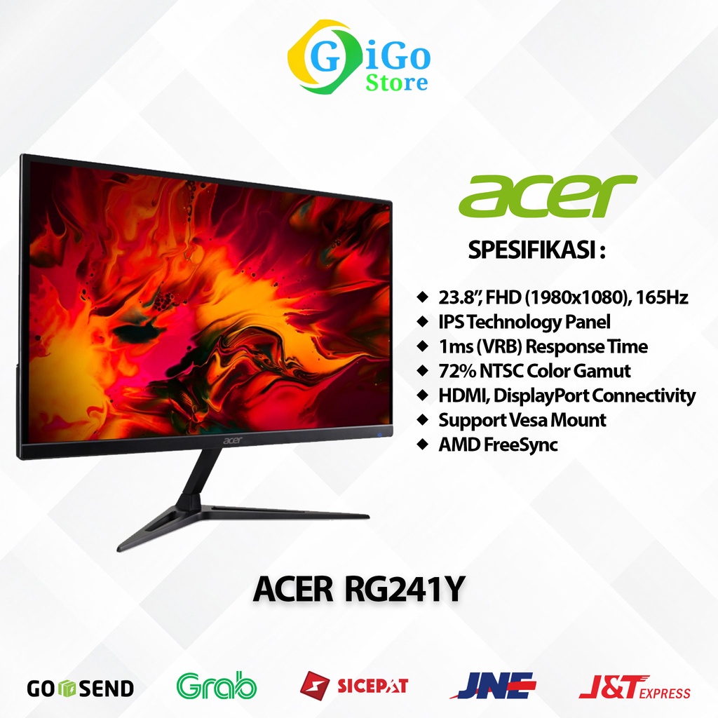Gaming Monitor Acer RG241Y FHD IPS HDMI DP 165Hz Laptop Komputer PC