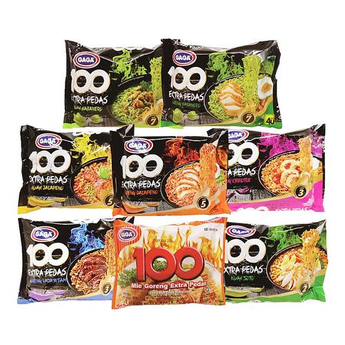 

Mie Gaga 100 Extra Pedas All Varian, Mie Gaga Gepeng All Varian