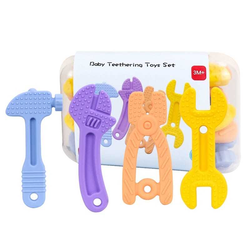 ABB Mainan Bayi Teether Anak Silikon Tool Box Perkakas Gigitan Bayi Tool Set - Bayi Online Shop