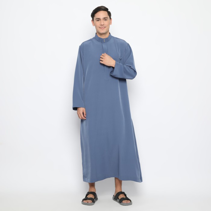 Jubah Pria SHOHIB GAMIS PRIA LENGAN PANJANG OBLONG YAMAN - BIRU MUDA NEW, S premium modern jumbo sli