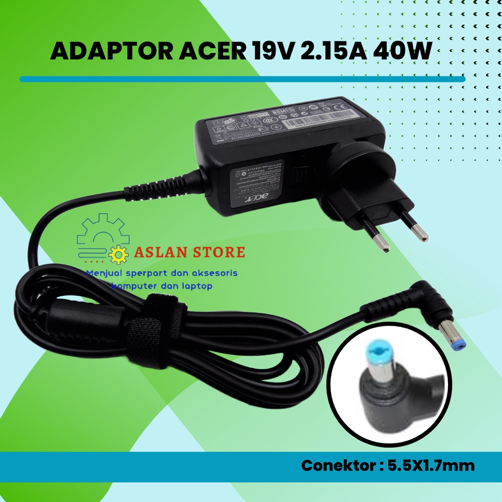 Adaptor Charger Carger Original Netbook Acer Aspire One Happy 19V-2.15