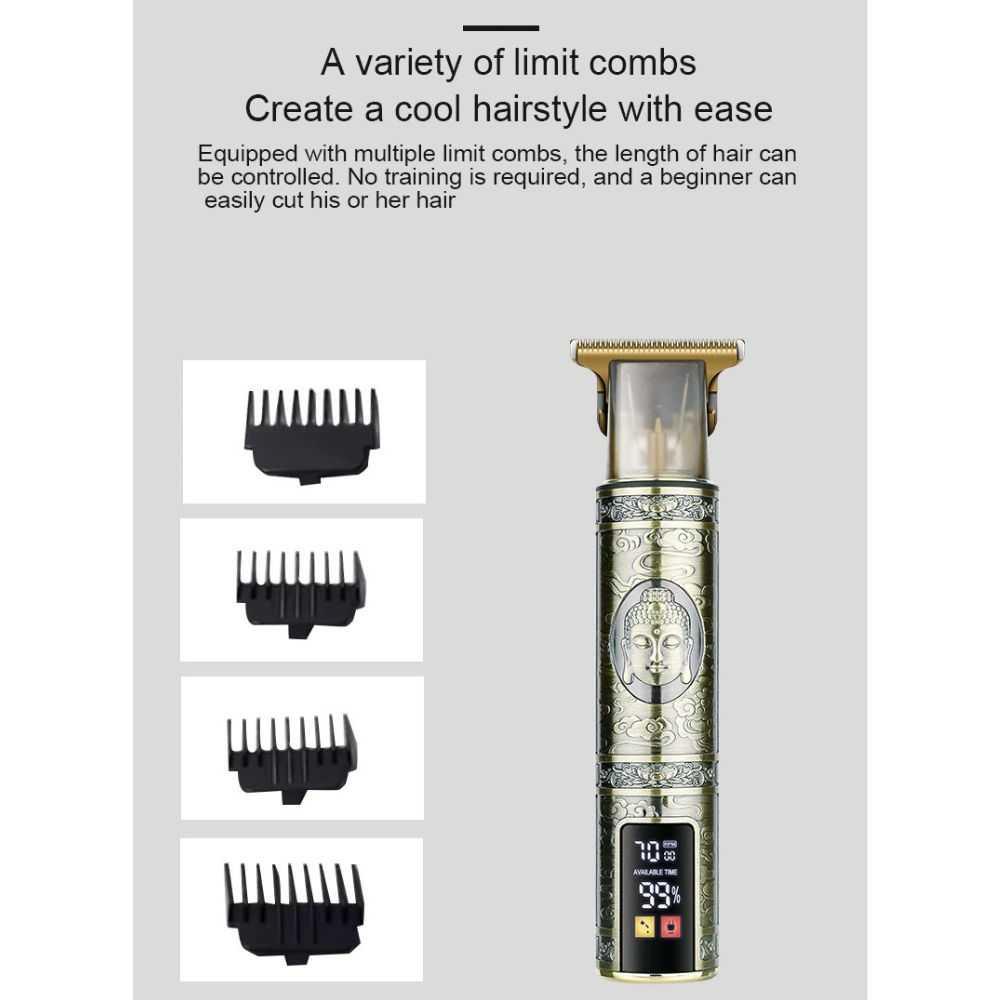 Alat Cukur Rambut Elektrik Hair Clipper Trimmer Model Buddha - T9 - Golden