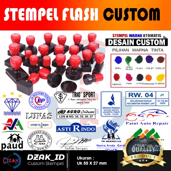 

Stempel Flash Otomatis Custom 2 Warna Tinta Stempel Waterproof Gratis Desain Stempel Otomatis All Varian Ukuran