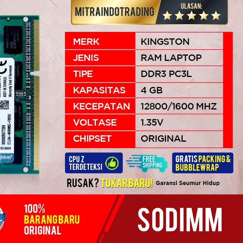➵ RAM KINGSTON SODIMM DDR3L 4GB PC  ✼
