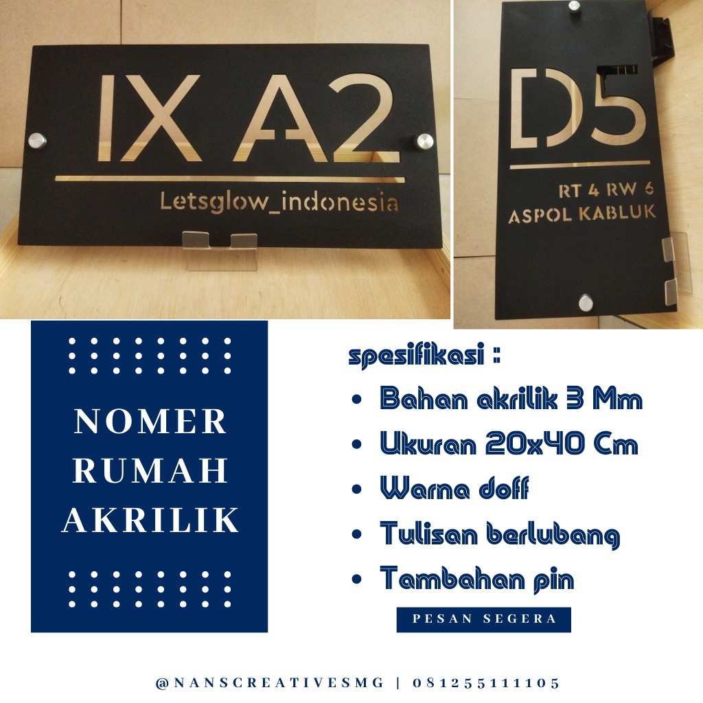 Nomer Rumah Akrilik laser bolong