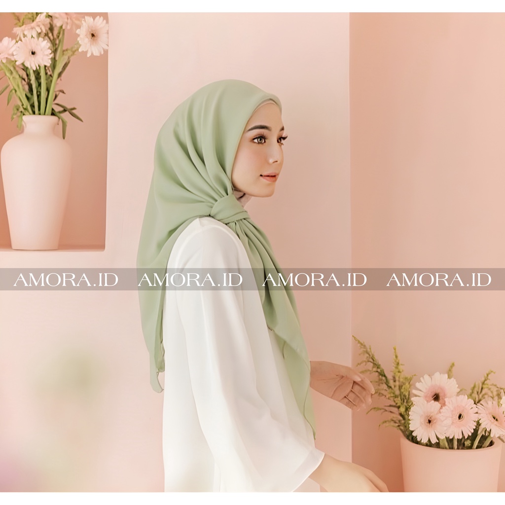 BELLA SQUARE Hijab Model Segiempat Kerudung Polos Jilbab Warna PART 1 By AMORA