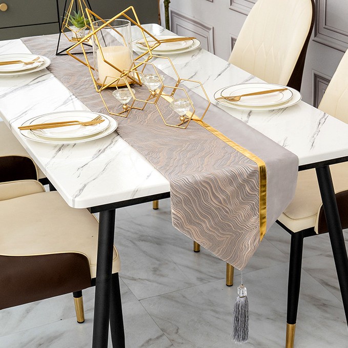 Taplakku Table Runner Luxury Gold Stripe Nordic Taplak Meja Panjang Alas Meja