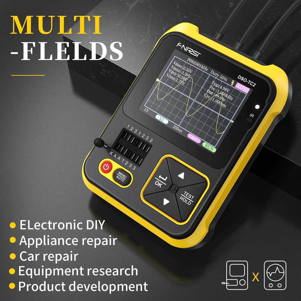 PROMO FNIRSI 2in1 Transistor Tester &amp; Digital Oscilloscope Handheld - DSO-TC2 osiloskop mini osiloskop digital 7COT1RYL