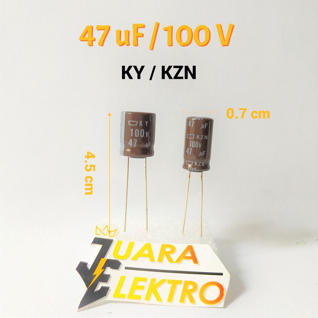 KAPASITOR ELCO 47uF / 100V (1 Pcs) | Capasitor Elko 47 uF/100 Volt KZN