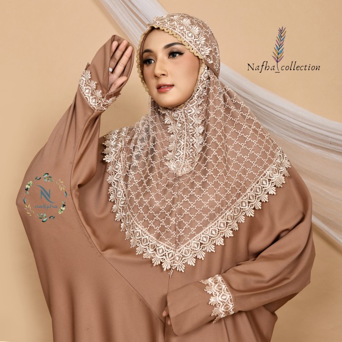 Nafha - Mukena Terusan Dewasa Katun Twill Stretch Tanpa Karet Dahi