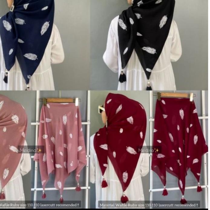 *Terlaku* SEGI 4 BANDUL BAHAN WAFFLE RUBY/ POTTON STAR UK 115*115cm Hijab Viral Teest Seller ♗