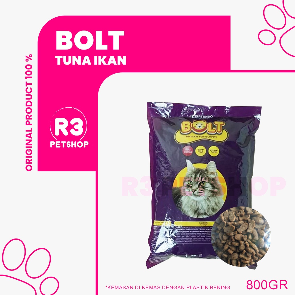 Makanan Kucing kering murah BOLT All varian 800gr