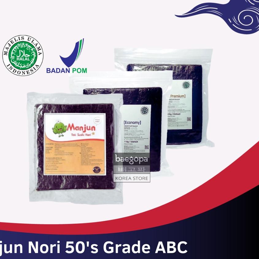 

✩ MANJUN Sushi Nori Kimbab 50 S Halal │ Nori Gimbab Import Lembar Rumput Laut.. ◙
