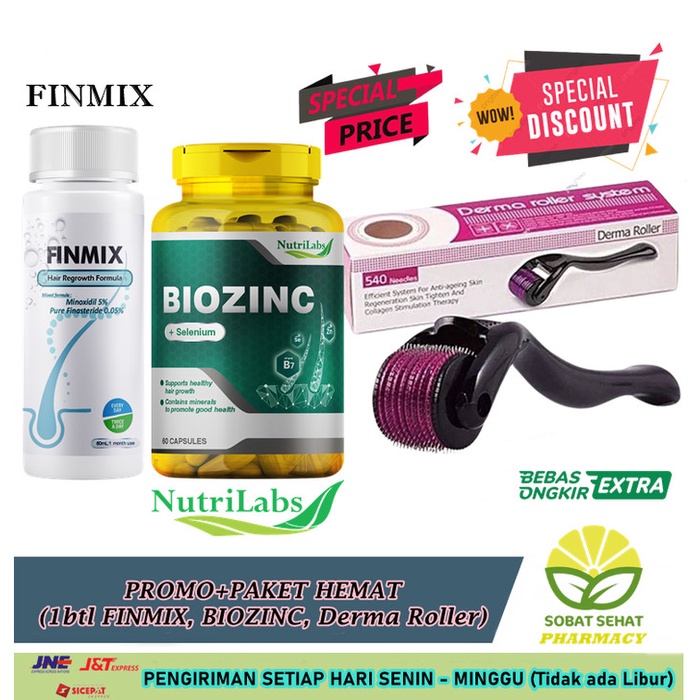 PAKETAN FINMIX, NUTRILABS BIOZINC & DERMA ROLLER