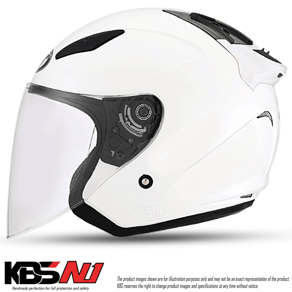 KBS N1 BASIC POLOS SOLID WHITE PEARL / HELM HALF FACE UNTUK PRIA DAN WANITA DEWASA SNI DOT COD