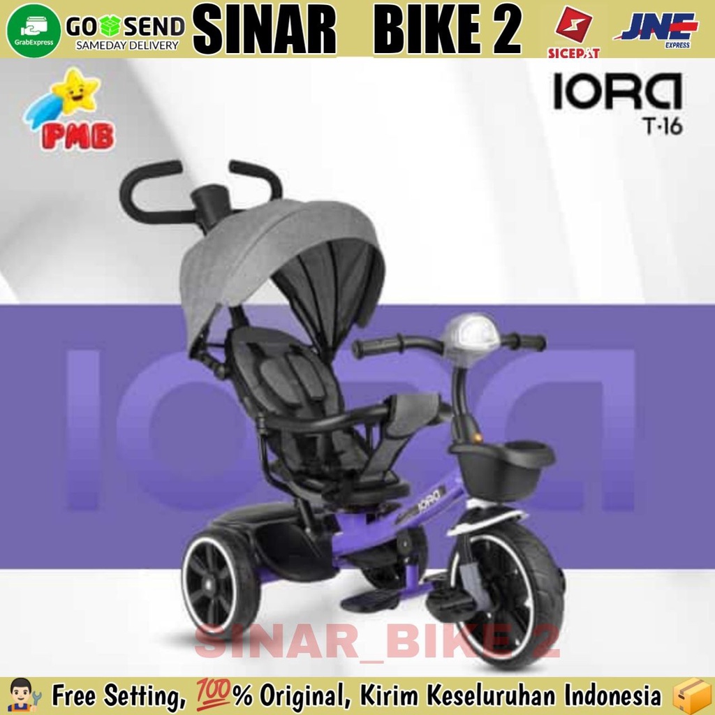 Sepeda Roda Tiga Iora T-16 Kursi Bisa Senderan &amp; T-15 Pmb Kursi Putar Tricycle Anak