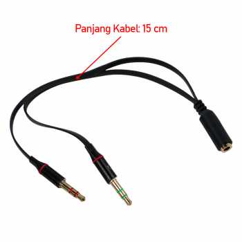 Splitter Audio Jack Female ke Dual 3.5mm Male Hifi (Mic + Hear Speaker ) Stereo High Quality for  Headphone Hp PC Komputer Laptop Ipad Iphone MP3 Player Amplifier or Speaker / kabel Splitter Audio Penghubung Speaker Suara Jernih Jelas Berkualitas Murah