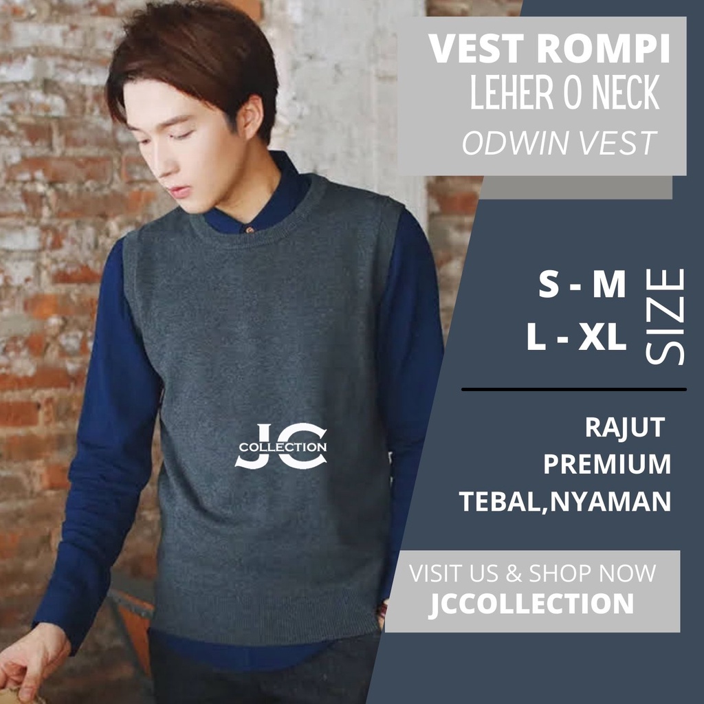 Rompi Vest Rajut Pria Korea Leher O - Odwin/ ONeck Vest Knitting - JCCOllections