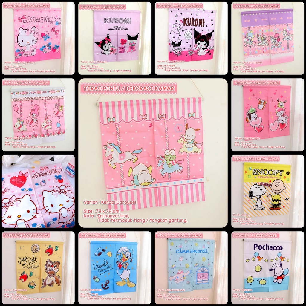 HS TIRAI PINTU KAMAR DEKORASI HIASAN PINTU MOTIF KARTUN SANRIO HELLO KITTY LITTLE MERMAID DONALD DUC