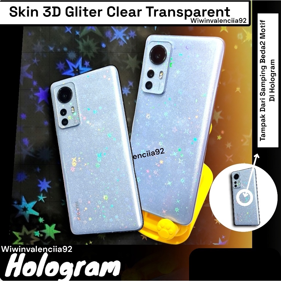 2023 Skin GLITTER Bening 3D iPhone 14 + 14Pro 14Promax 13 13Pro 13 Promax 12 Mini 12Pro 12 Promax SE 2022 2020 Garskin White Transparent Clear+Anti Glare Matte Gar Belakang Gores A Jamur Motif Bahan Film Plastik Back Pro Max Plus Gliter HOLOGRAM HOLO Gram