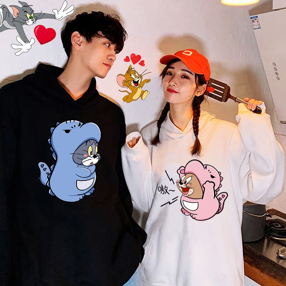 Couple Hoodie ( Tebal ) Tom &amp; Jerry Dino Cute Oversize Korea Style | Dhea Fashion