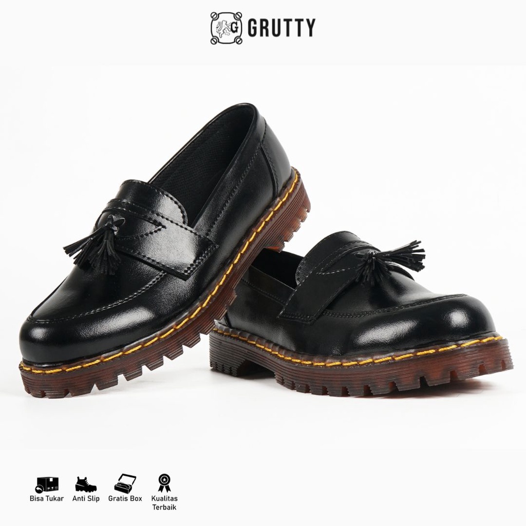 Sepatu Pria Loafers Grutty Tassel Formal Hitam