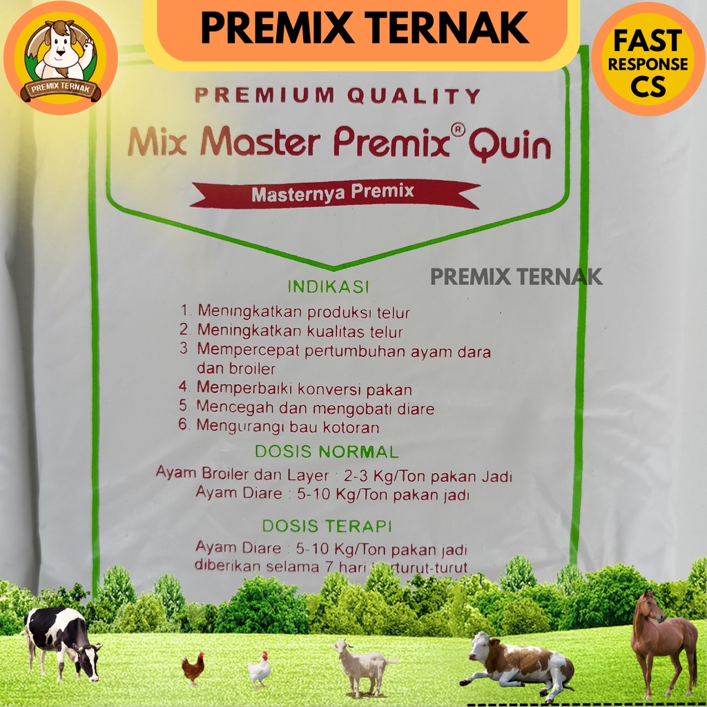 MIX MASTER QUIN 1 KG - Premix Lengkap (Olaquindox) Pemacu Pertumbuhan dan Penambah Berat Badan Hewan - Like Vitanox