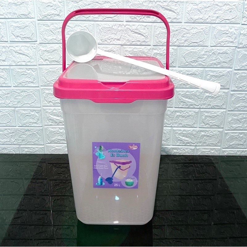 Container Kontainer Es Buah Lovenia 25 Lt + Gayung - Toples Tempat Air Es Plastik