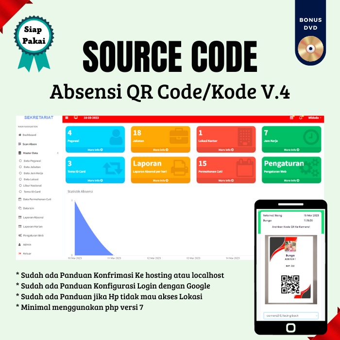 Source Code Sistem Informasi Absensi QR Code V4 Aplikasi Absen Online Karyawan Atau Siswa Program Be