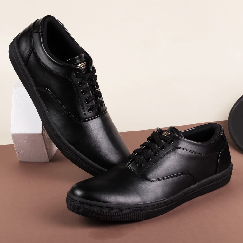 WIPAKA ORIGINAL - Sepatu Kasual Pria Hitam Kulit Kerja Formal Kasual Pesta Sepatu Sneakers Pria