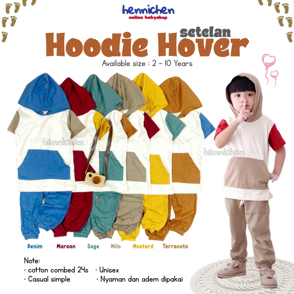 SETELAN ANAK HOODIE HOVER SETELAN HOODIE ANAK JAKET ANAK UNISEX 2-10 TAHUN PNP