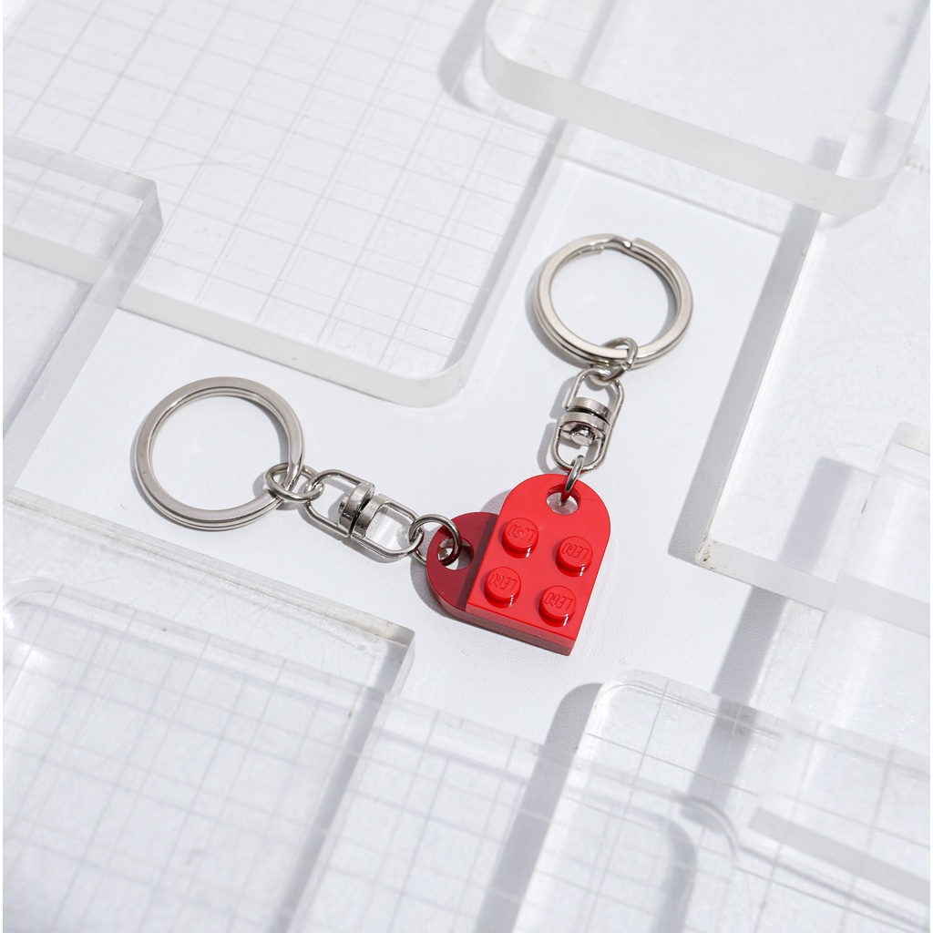 LEG0 - Brick Keychain / Gantungan Kunci bentuk hati untuk couple / pasangan / love series