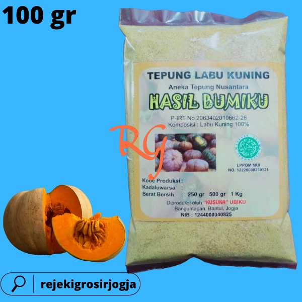 Tepung Labu Kuning organik kemasan 100 gram/Tepung Labu Kuning organik kemasan 50 gram