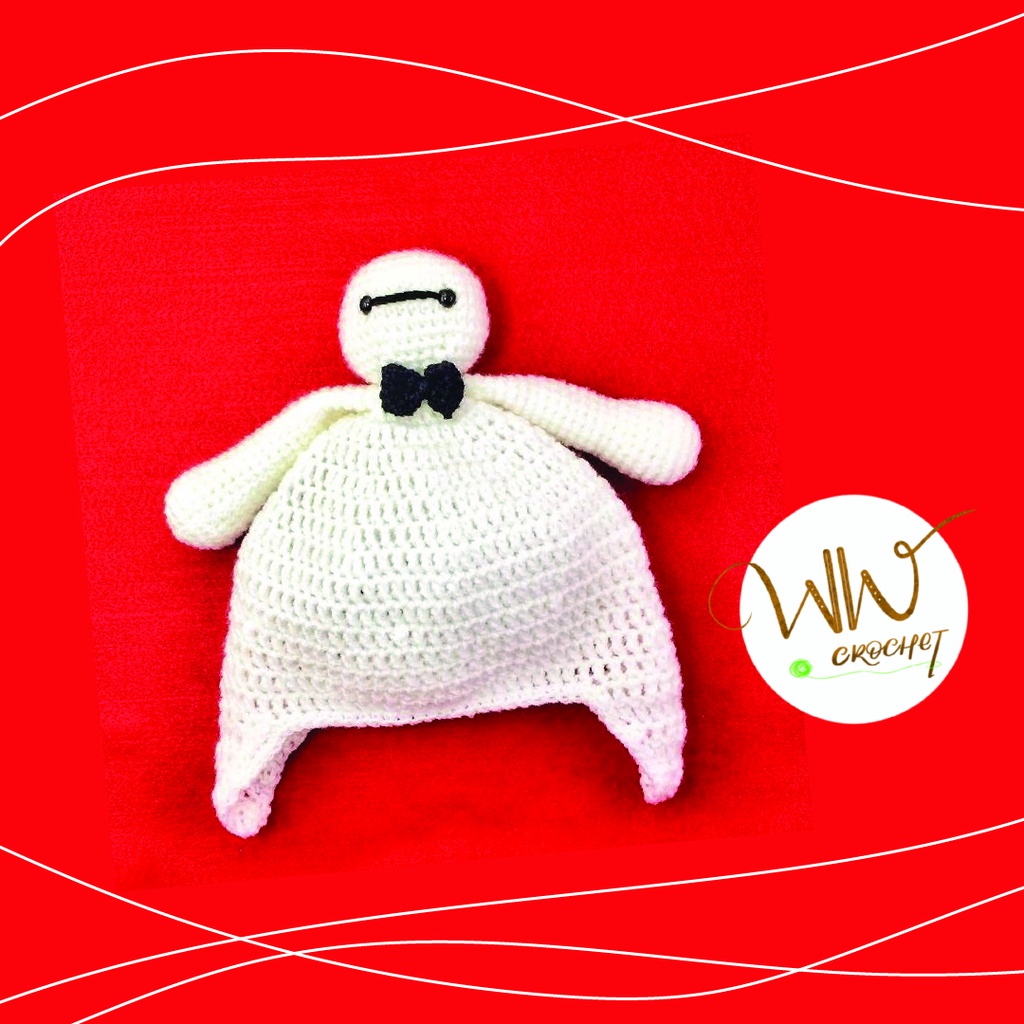 baymax crochet baby hat , topi bayi rajut baymax