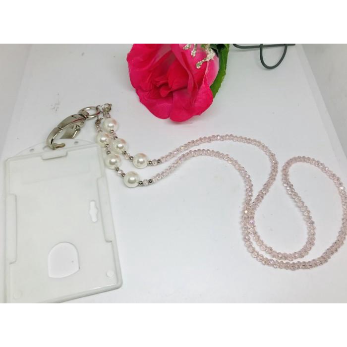 

Terlaris Lanyard Strap Tali Kalung Kartu Id Card Kristal - Mutiara