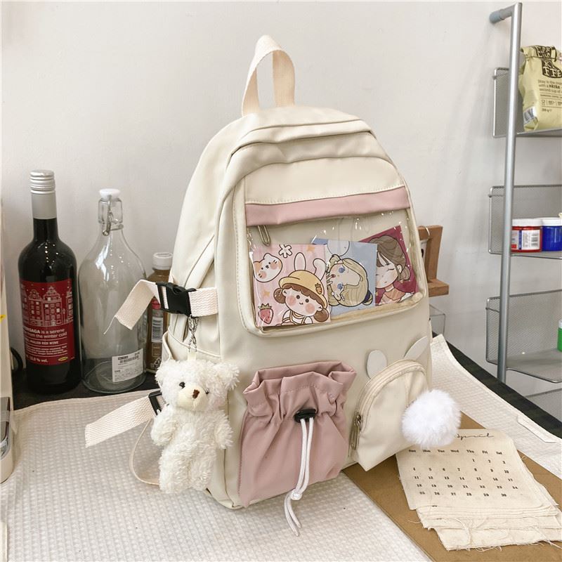 GI 72548 RISCE TAS RANSEL SEKOLAH IMPORT WANITA CEWEK PEREMPUAN JAKARTA BATAM GANTUNGAN BONEKA SD SMP SMU KULIAH KURSUS LES JT