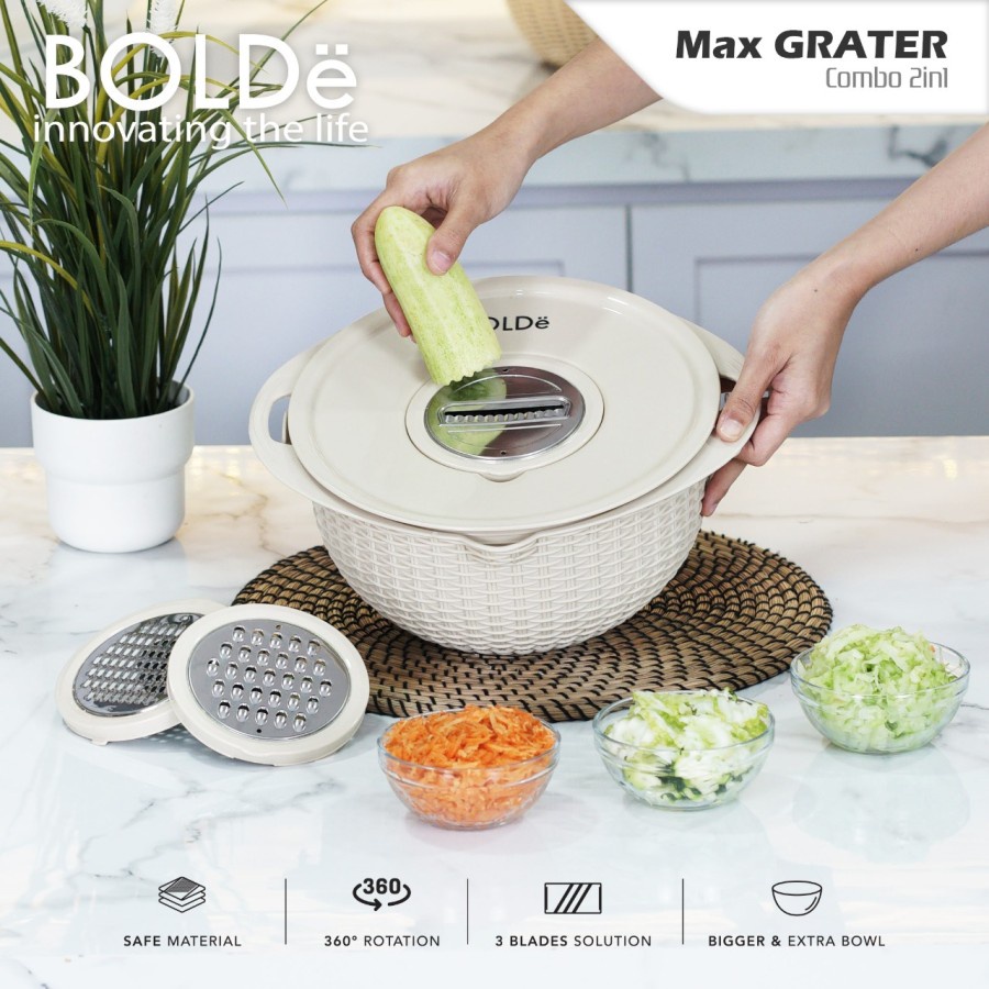 BOLDe Parutan &amp; Pencuci Buah Sayuran Grater Super Max 2 IN 1