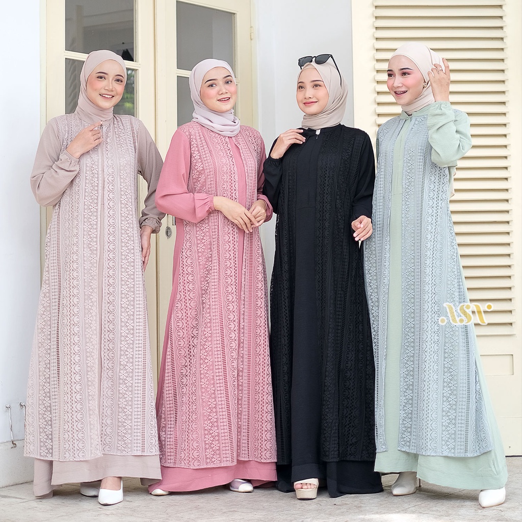 STANDAR-BIGSIZE | Azalea Gamis Brocade (Brokat/Broklat) Longdress Maxi Dress Lebaran/Kondangan Ready Jumbo Size M L XL XXL LD 94 100 110 120 Bahan Airflow Crinkle Original ALSAVA