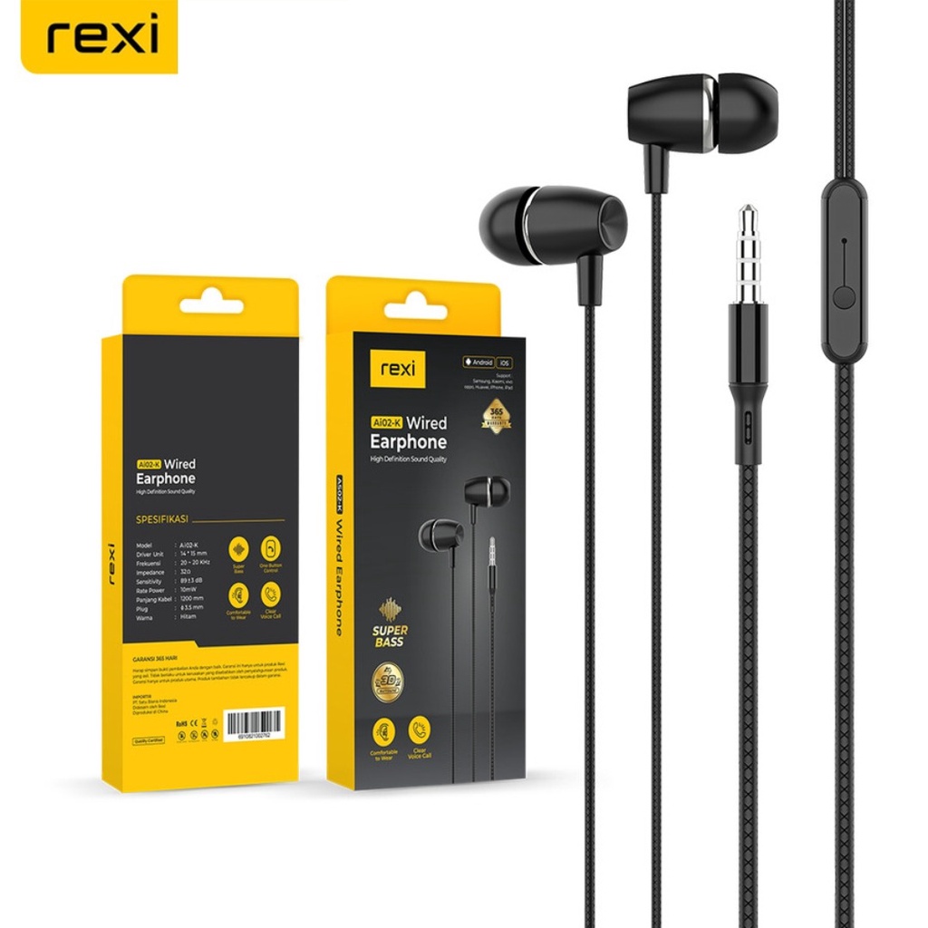 HEADSET EARPHONE REXI WIRED Ai02-K