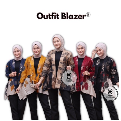 READY Blazer Batik Wanita Kerja Modern Bahan Katun / Blazer Batik Jumbo LD 120cm