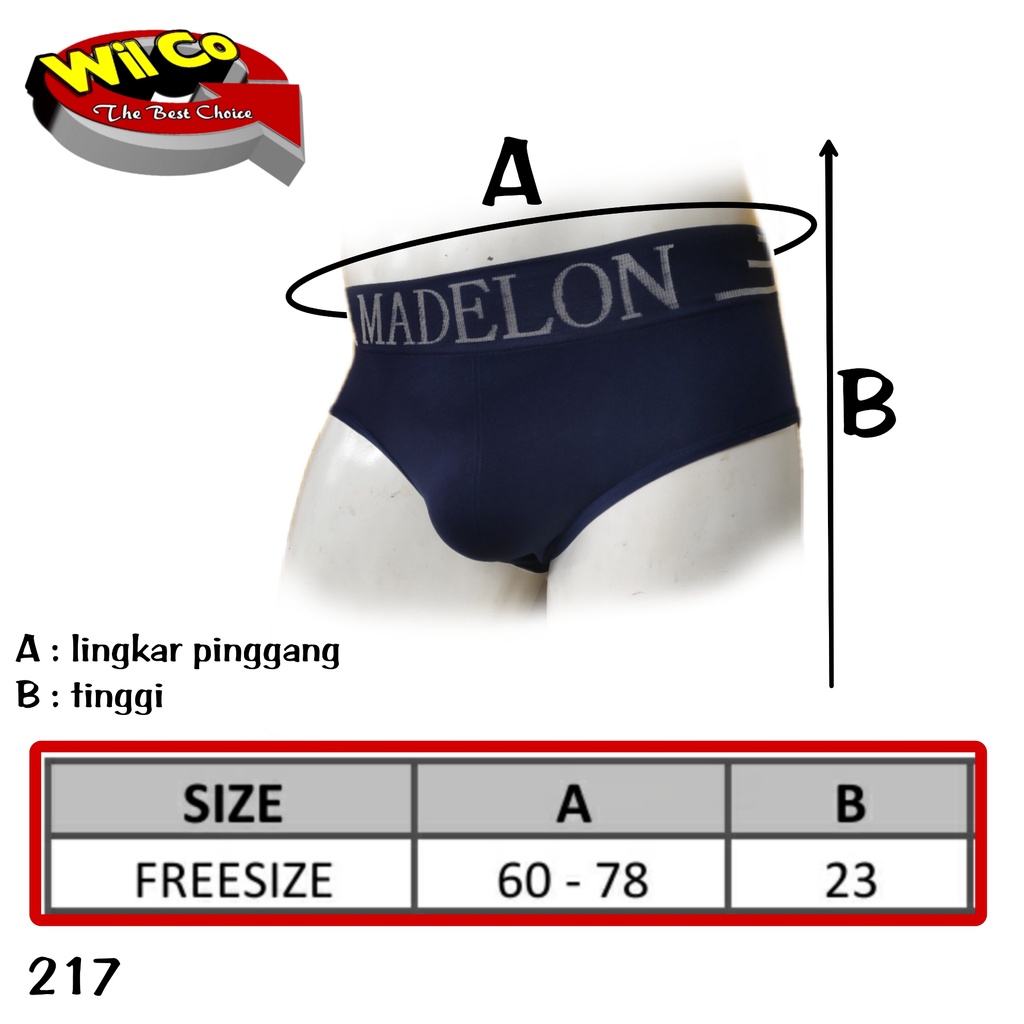 K217 - [Harga Per 1 Potong] CELANA DALAM PRIA BRIEF [SEGITIGA] SEAMLESS MADELON ALL SIZE