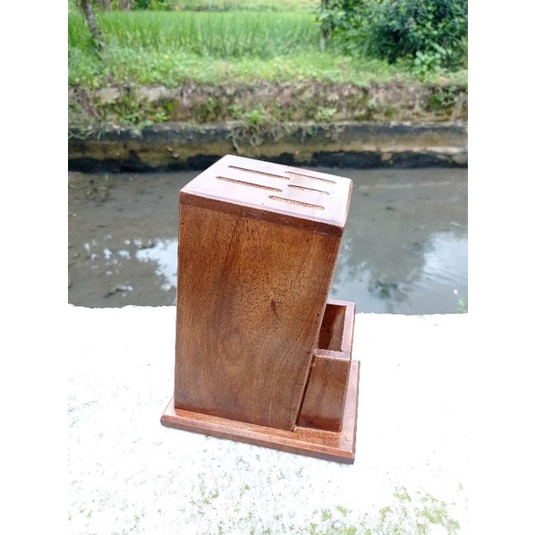 tempat pisau set gunting kayu / tempat pisau estetik /rak pisau dapur / pisau set