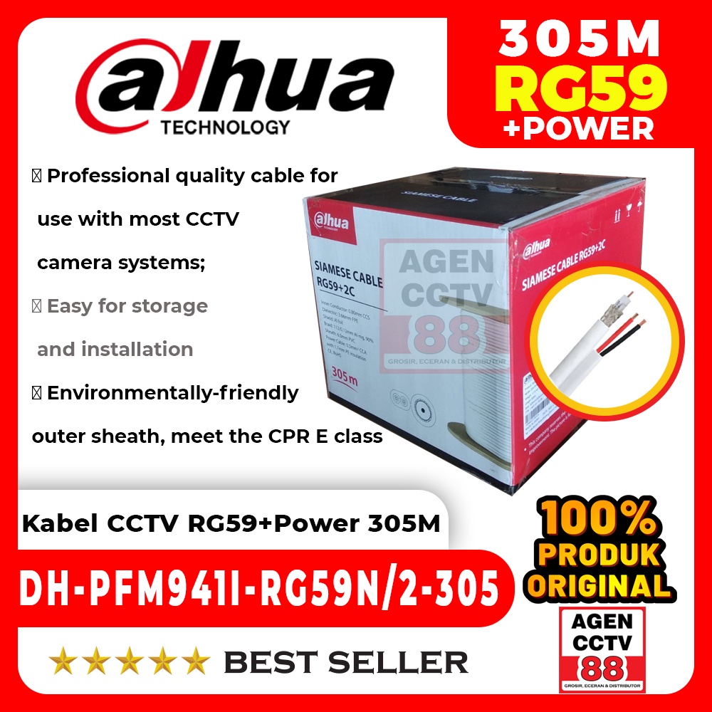 DAHUA DH-PFM941I-RG59N/2-305 Kabel CCTV Coaxial RG59 + Power 305M