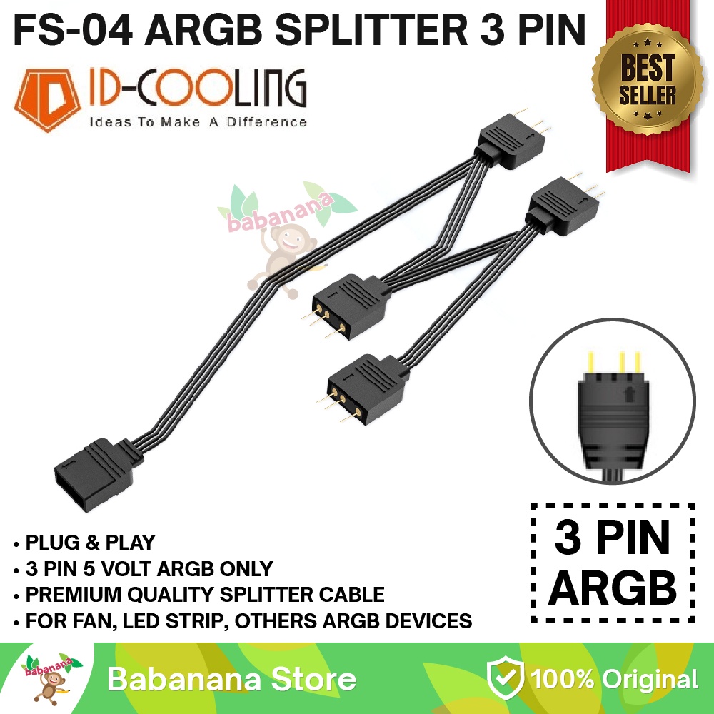 ID Cooling FS-04 ARGB fan splitter kabel cabang fs 04 1 to 4 original