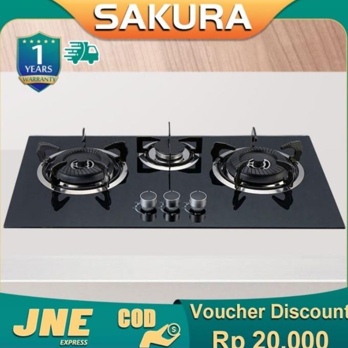Weyon Sakura Kompor Gas Kaca 3 Tungku Tanam & Meja [Ready] Yinsastor