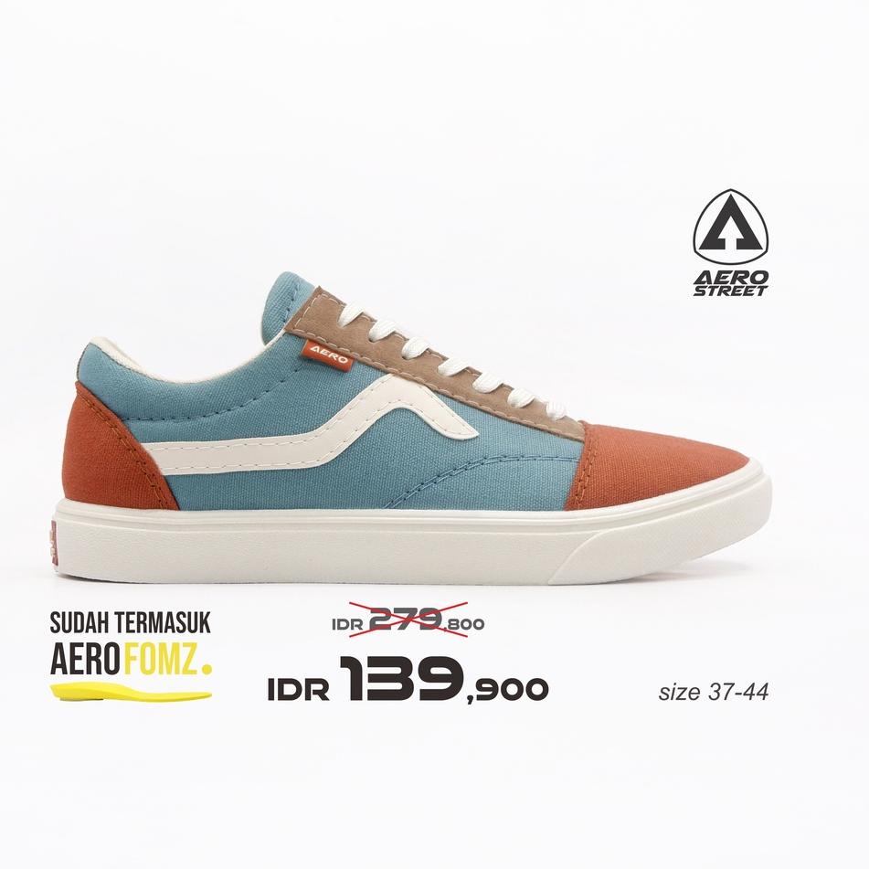 Aerostreet 37-44 Massive Biru Merah Bata - Sepatu Sneakers Casual Sport Sekolah Pria Wanita Aero Str