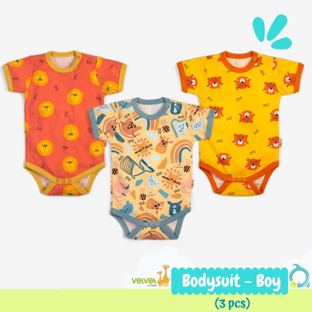 VELVET Dream Wear | Active Wear Jumper | Romper Motif Boy Size Newborn | S | M | L  (3 pcs/pack)