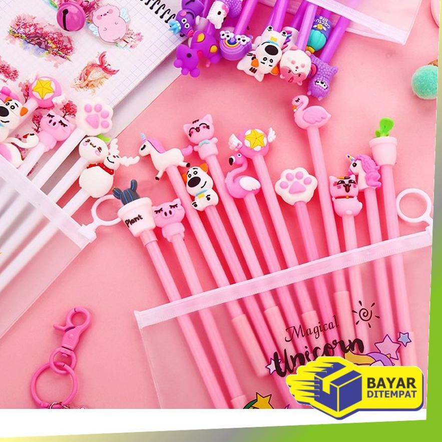 

Import ✨Terbaik✨ *COD*FH-A15 Pulpen Gel Karakter Lucu Set Isi 20PCS Pena FREE Zipper Pouch Tempat Pensil Transparan 