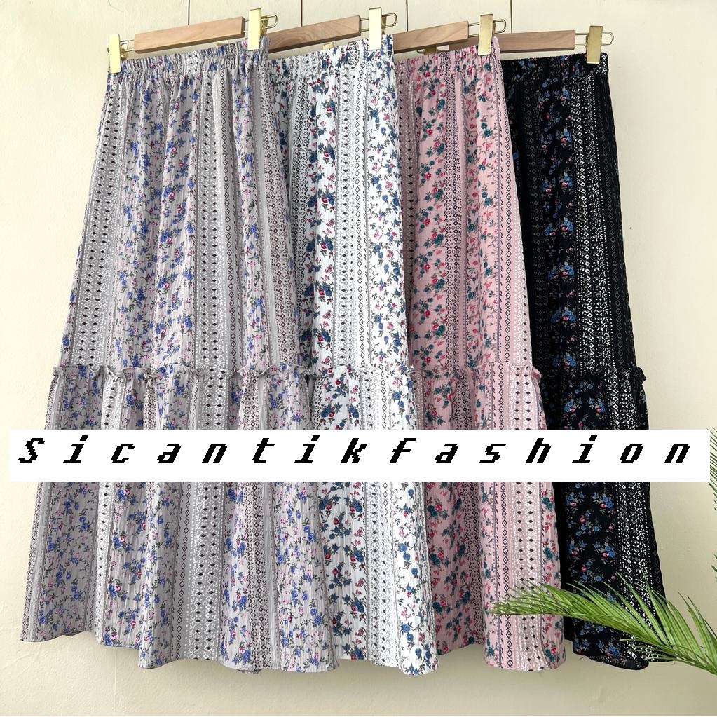 Rok Maxi Wanita / Rok motif Bunga / Rok Korea